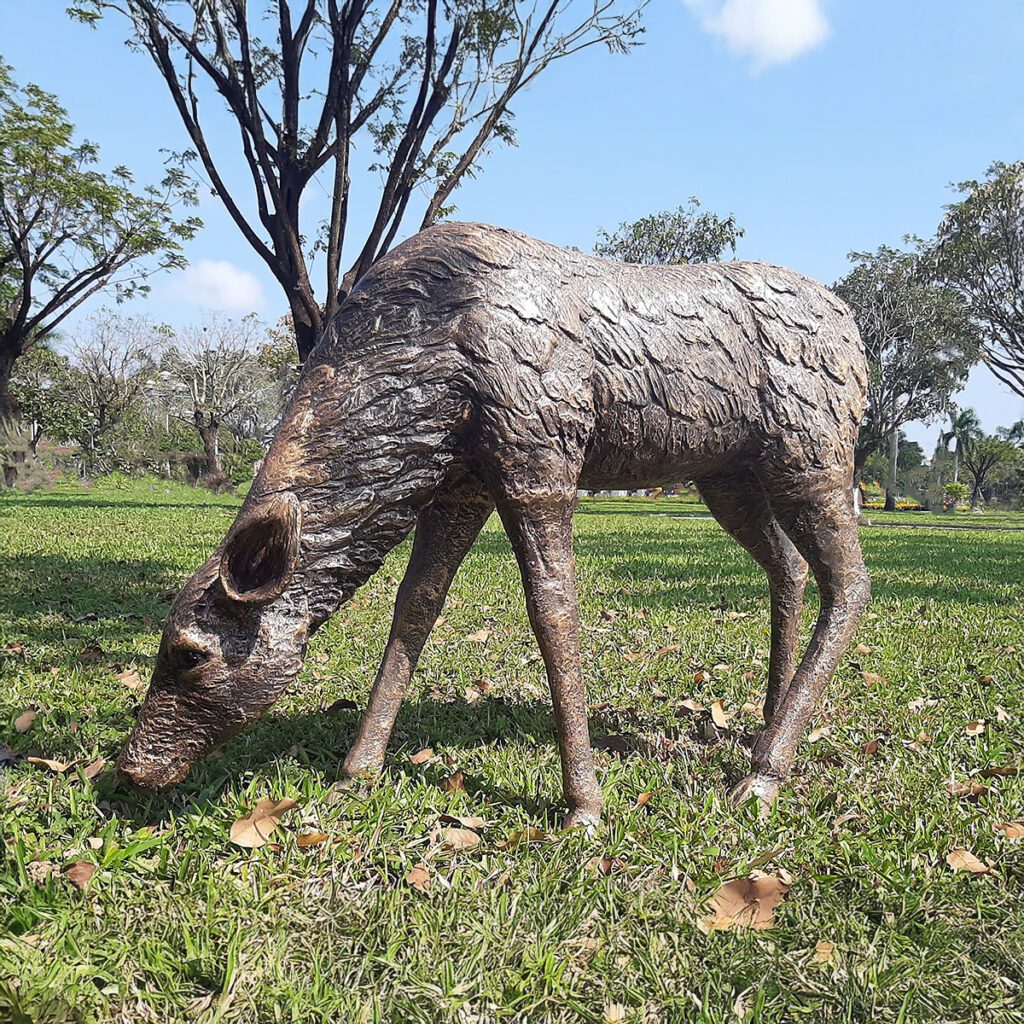 Enigma Bronze Effect XL Standing Doe Garden Statue 5060235339387 2